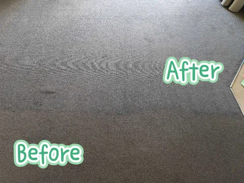 地毯原照片：上方清洁区域标注 After，下方较深区域标注 Before