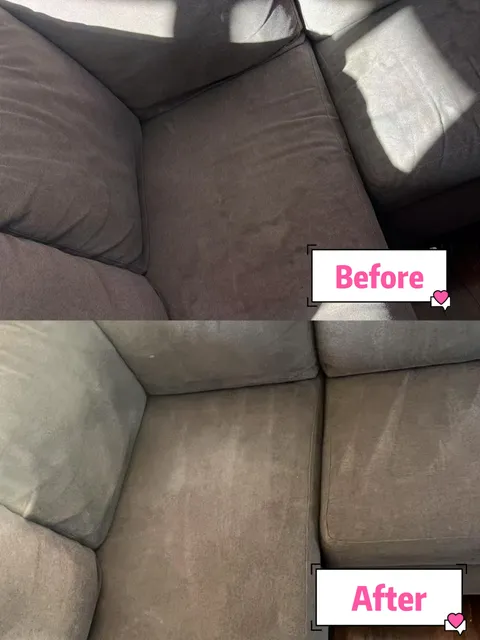 带原始 Before 和 After 标签的布艺转角沙发对比图